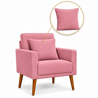 Poltrona Decorativa Nina 1 + Almofada Para Sala De Estar Área Gourmet Quarto Amamentação Pés Palito Premium - GF Moveis