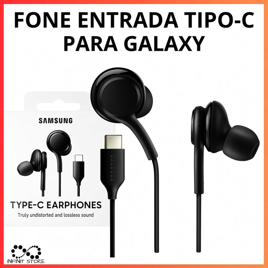 Fone De Ouvido Com Fio Tipo C AKG Com Microfone E Borrachas De Substituição Para Galaxy S20 FE S21 S22 S23 S24 S25