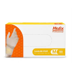 Luva Vinil Sem Pó Medix M Caixa 100 Procedimento Descartável Transparente