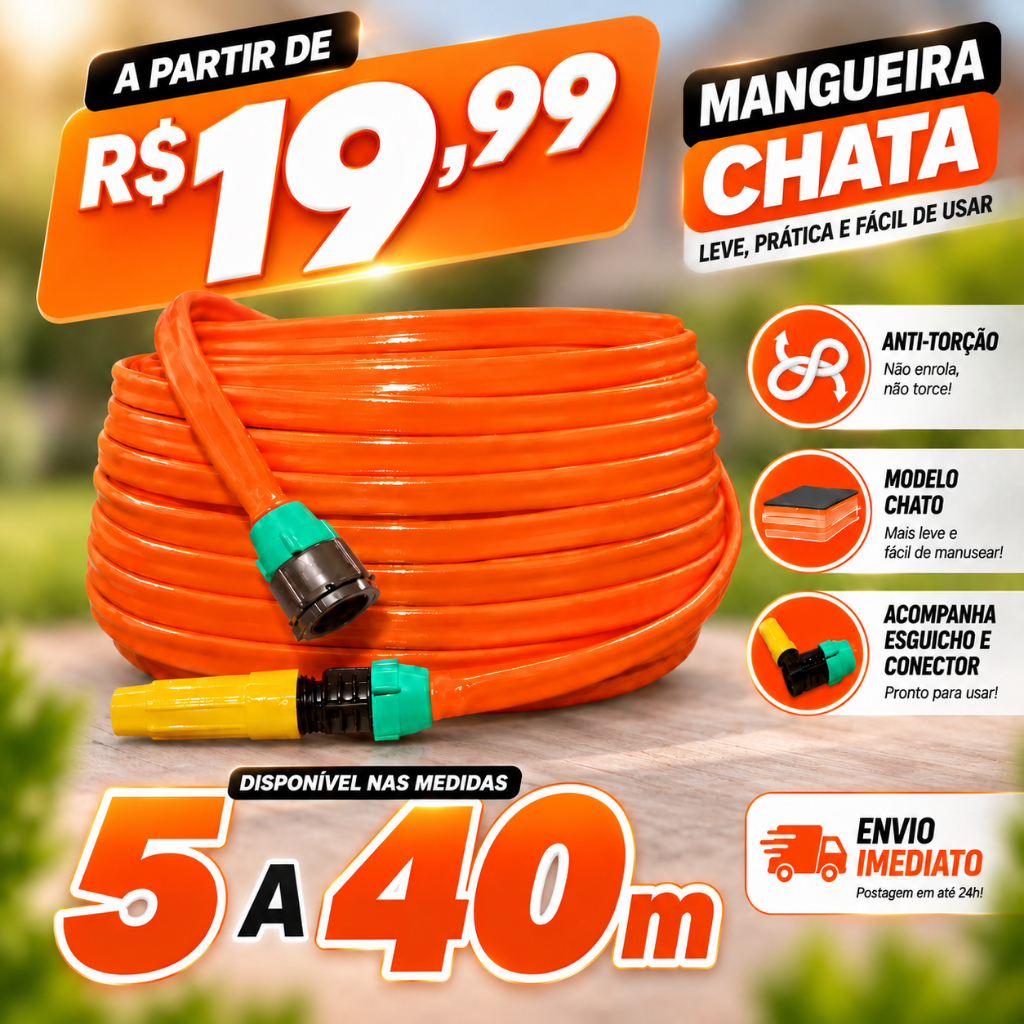 Mangueira de Jardim Anti-Torção e Anti-Dobras -5 ate 40 Metros