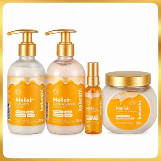 Kit Melixir Kokeshi Shampoo e Condicionado 250ml + Mascara 230g + Sérum Protetor Térmico 60ml - Hidratação Nutrição
