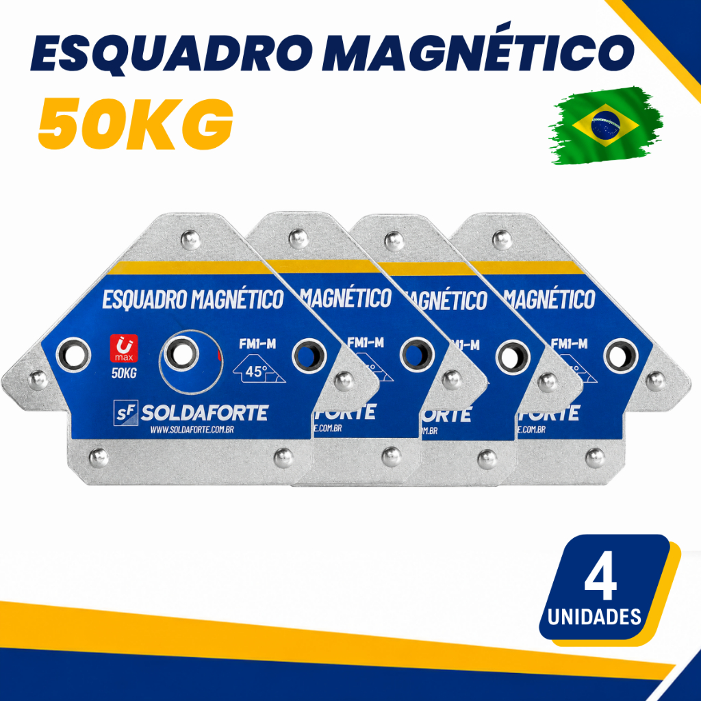 Kit Esquadro Magnético (4 Peças) para Solda 50kg - Soldaforte