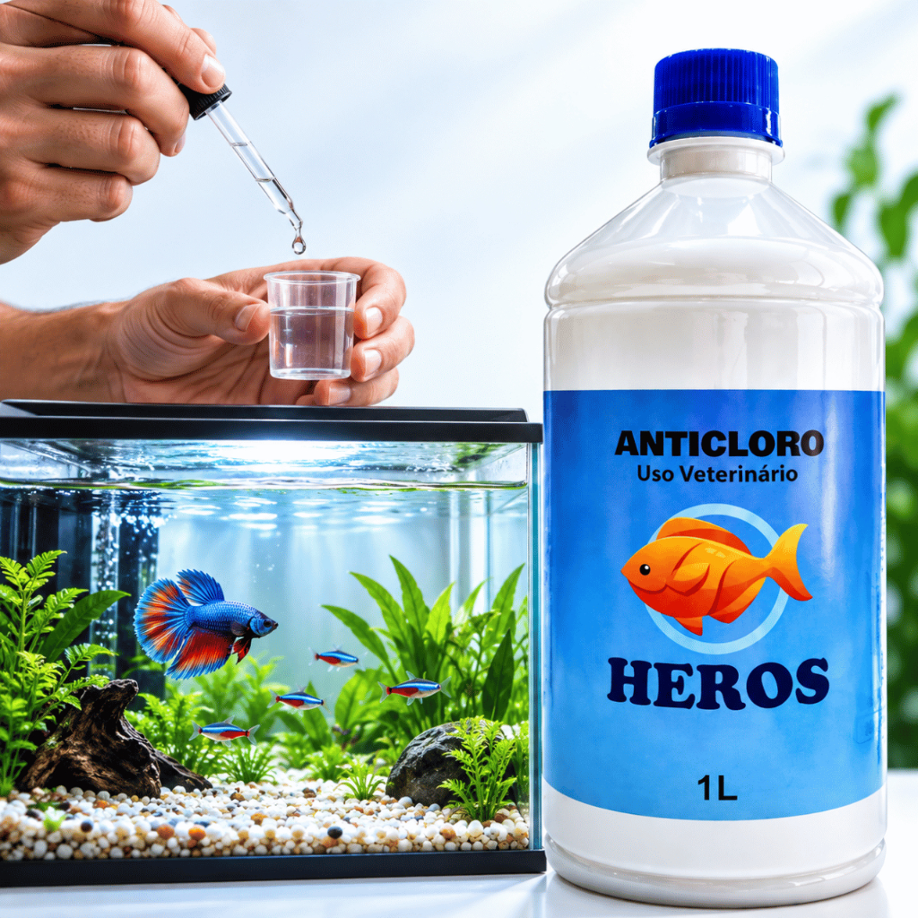 Anti Cloro Para Aquário Condicionador De Água 1L Tratamento Anticloro Aquário de Peixes Remove Cloramina