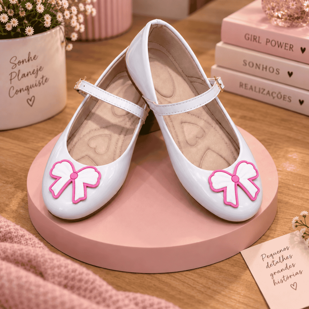 Sapatilha Infantil Branca Elegante Feminina Confortável e Macia Casual