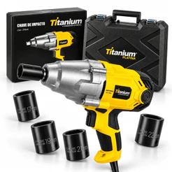 Chave de Impacto 900W 127V 350Nm com 4 Soquetes - Titanium Platina