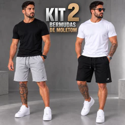 Kit 2 Bermuda Moletom Masculina M ao G4 Short Masculino Leve Moletinho Plus Size Basico