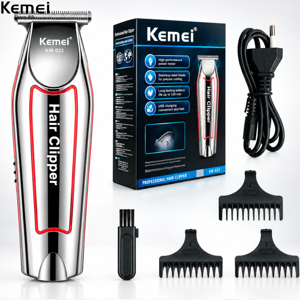 Máquina de Acabamento Kemei Km-034 Bivolt Sem Fio Portátil 5w De Potência