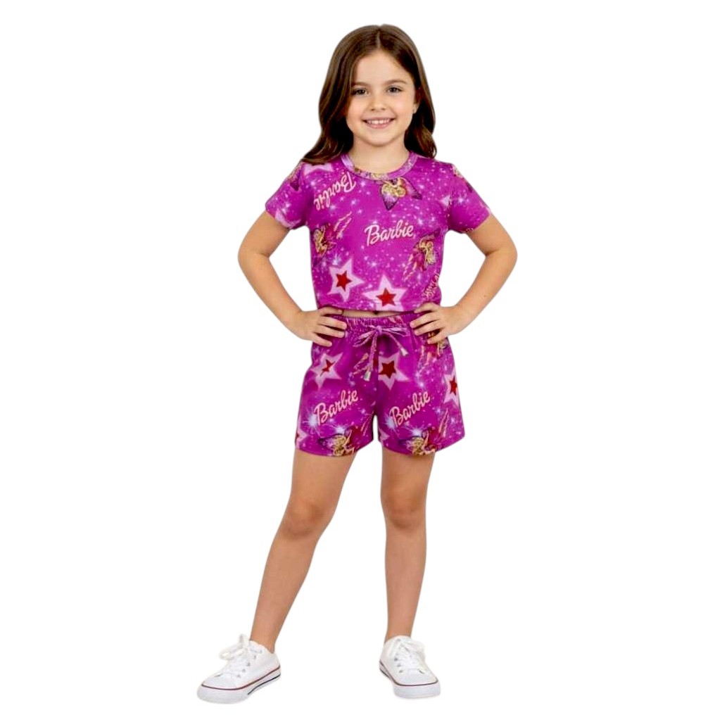 Conjunto verão infantil de  menina temático da Barbie