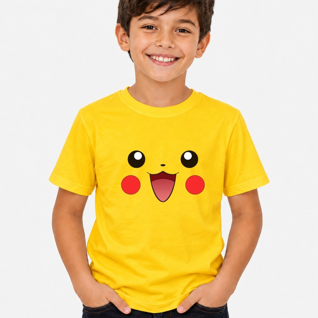 Camiseta do Pokémon Pikachu Chamander em Algodão Premium Blusa Juvenil e Adulta