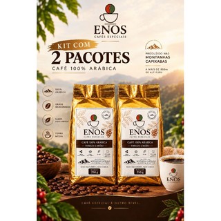 Kit 2 Cafés 100% Arábica ENOS 250g Cada | Torrado e Moído | Torra Média | Montanhas Capixabas