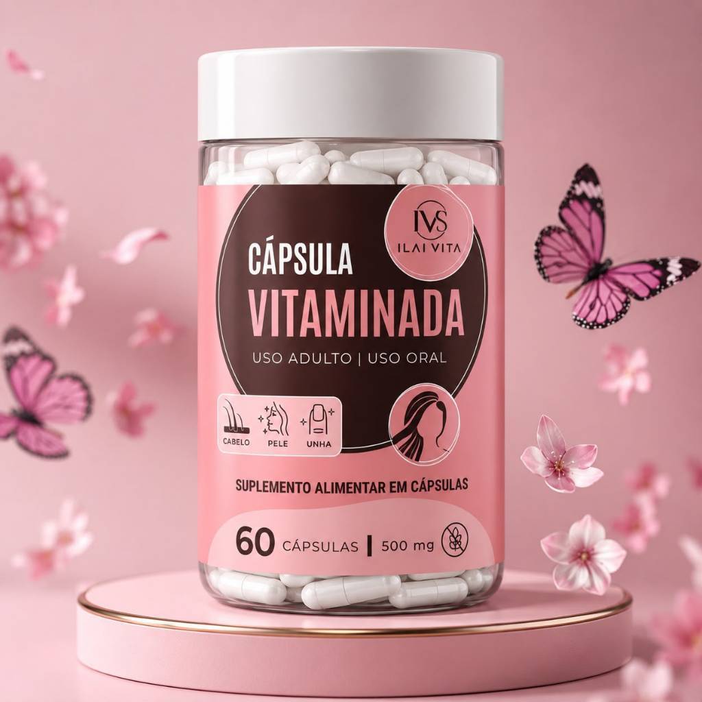 Cápsula Vitaminada Ilai Vita 60 Cáps - Suplemento Capilar Cabelo Pele e Unha Tônico de Vitamina
