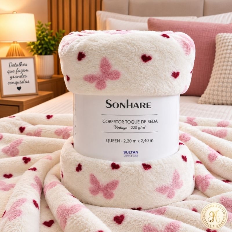 Manta Cobertor casal/Queen Vintage Sonhare Toque de Seda 220g - Sultan