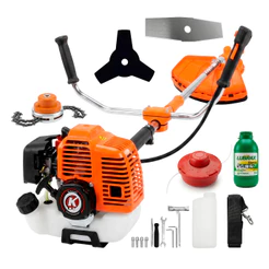 Roçadeira Gasolina Nakasaki 2t 75cc 3.5hp Com Lâminas + Carretel Corrente Profissional