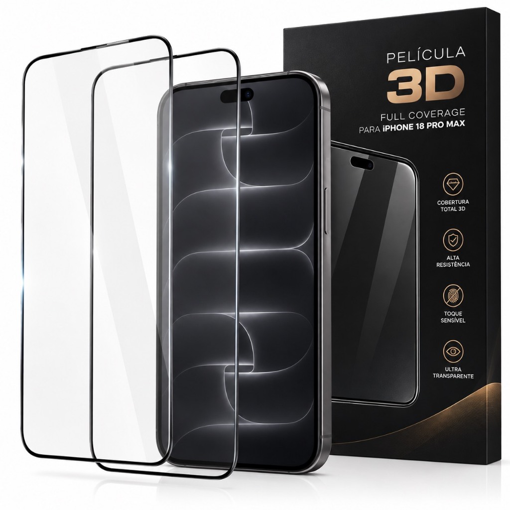 Kit 2x Película 3d Para iPhone 18, 18 Pro, 18 Pro Max Vidro Temperado