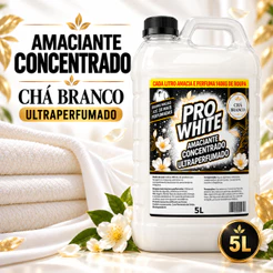 Amaciante Concentrado Perfumado Roupas Macias Pro White 5L Chá Branco