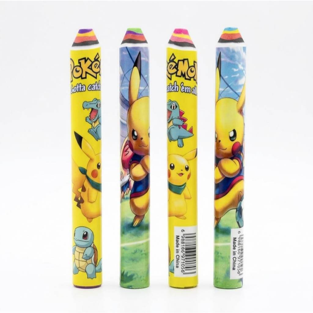 4 Borrachas Modelo Lápis Pokemon Pikachu Filme Desenho Papelaria Fofa Kawaii Apagador Escola