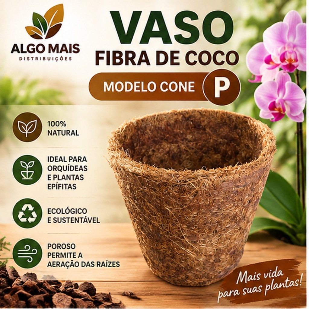 Vaso Fibra de Coco Modelo cone P