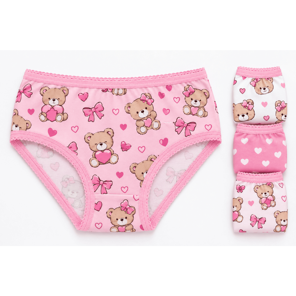 Kit 12 Calcinha Infantil 100% Algodão Menina Tanga Estampadas Coloridas