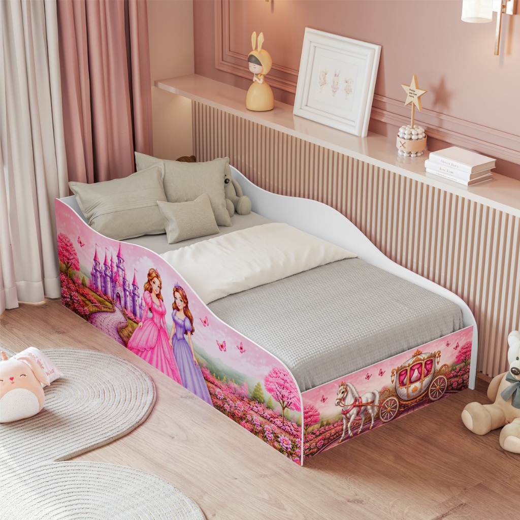 Cama Infantil Princesa Castelo Mundo Encantado Quarto Menina Montessori Criança Proteção Lateral — imagem 2 de 2