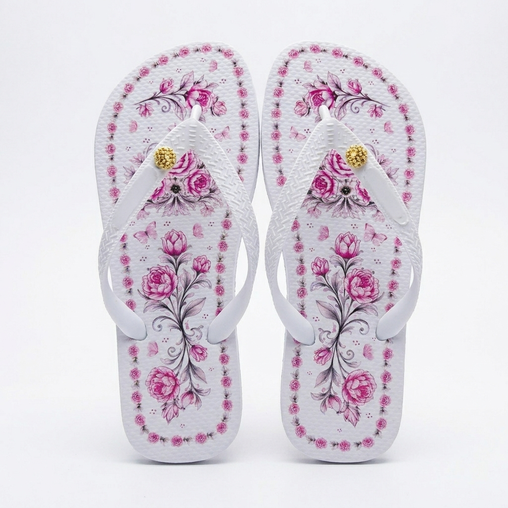 Chinelo Feminino Tira Grossa com Solado Antiderrapante Com Pedraria Confortável