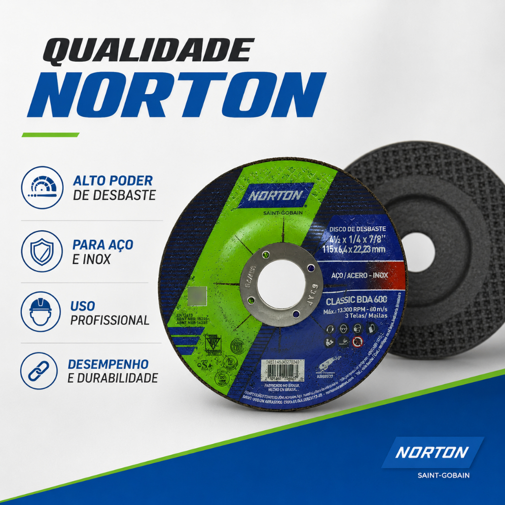 Disco de Desbaste BDA 600 4.1/2" 115mm Norton