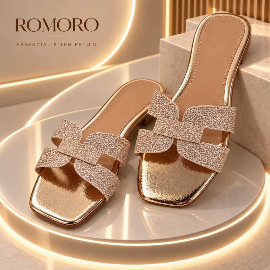 Sandalia Rasteirinha Feminina Romoro Confortavel Casual elegante Moda Verao