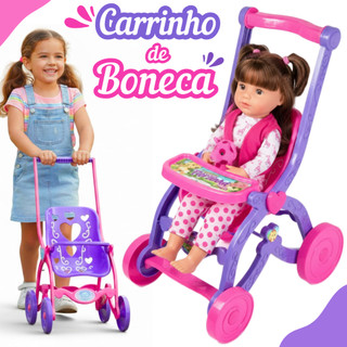 Carrinho De Boneca Bebê Reborn Com Cesto + Cestinho Brinquedo Menina Desmontável