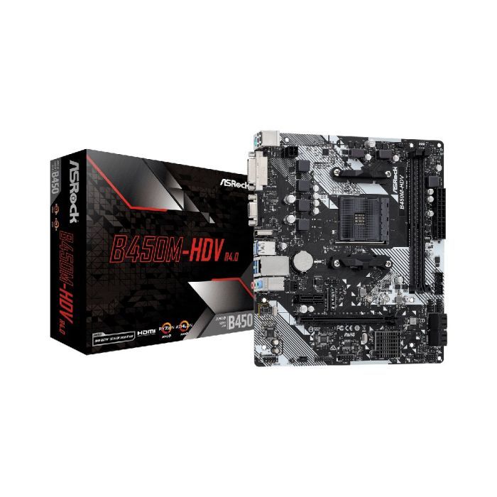 Placa Mãe Asrock B450M-HDV R4.0 Socket AM4 2xDDR4 Chipset AM4 mATX