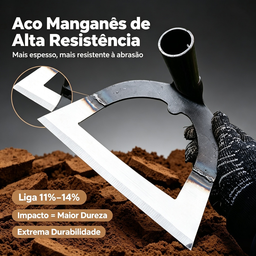 Enxada Vazada 26 cm Enxada Oco Aço Manganês Capine Fácil Capina Sem O Cabo Prateado oca