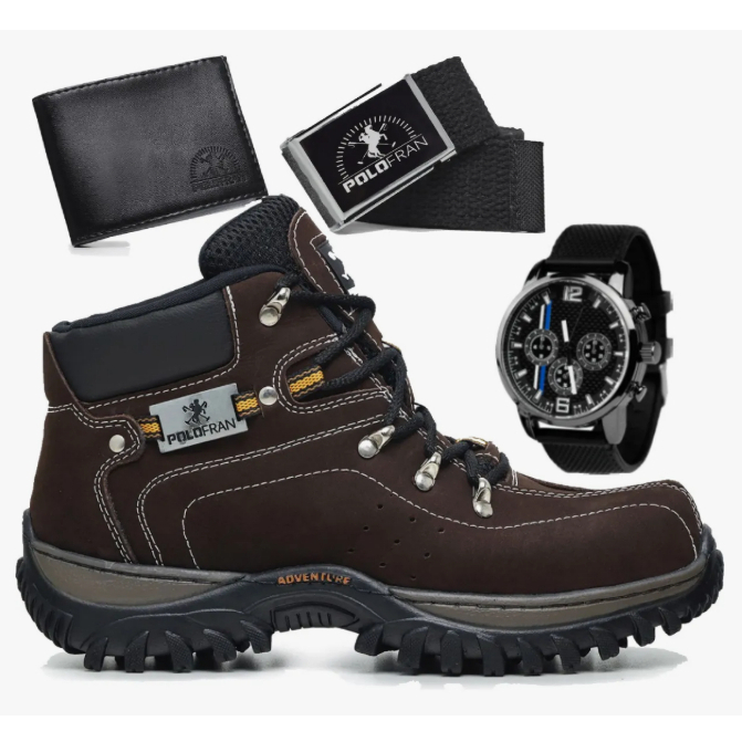 Kit Bota Masculina Adventure Coturno Botina + Acessórios Exclusivos
