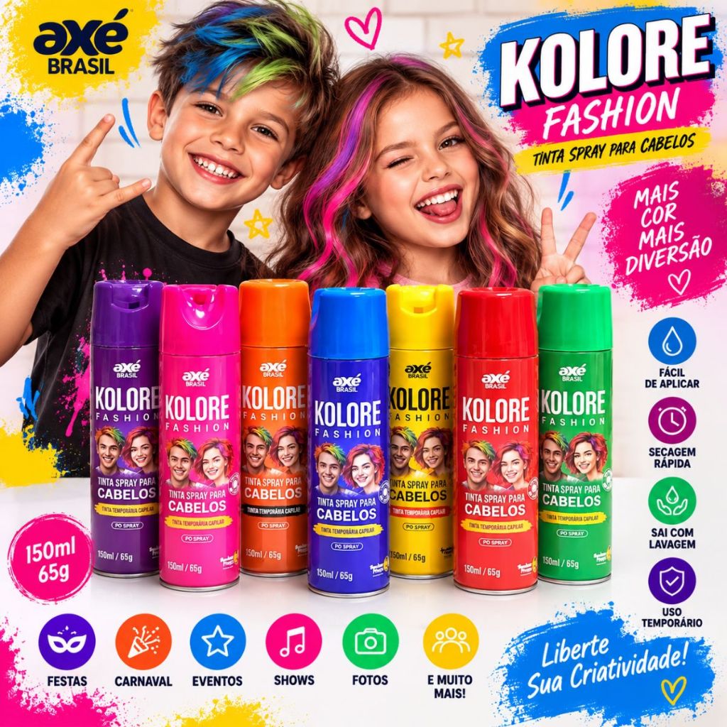 Tinta Temporária 150ML Colorida Spray Para Cabelo Tinta Da Alegria Tinta Carnaval Cabelo Maluco