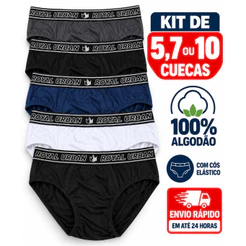 Kit de 5, 7 ou 10 Cueca Masculina Algodão com cós elástico modelo slip para o dia a dia diversas cores não aperta