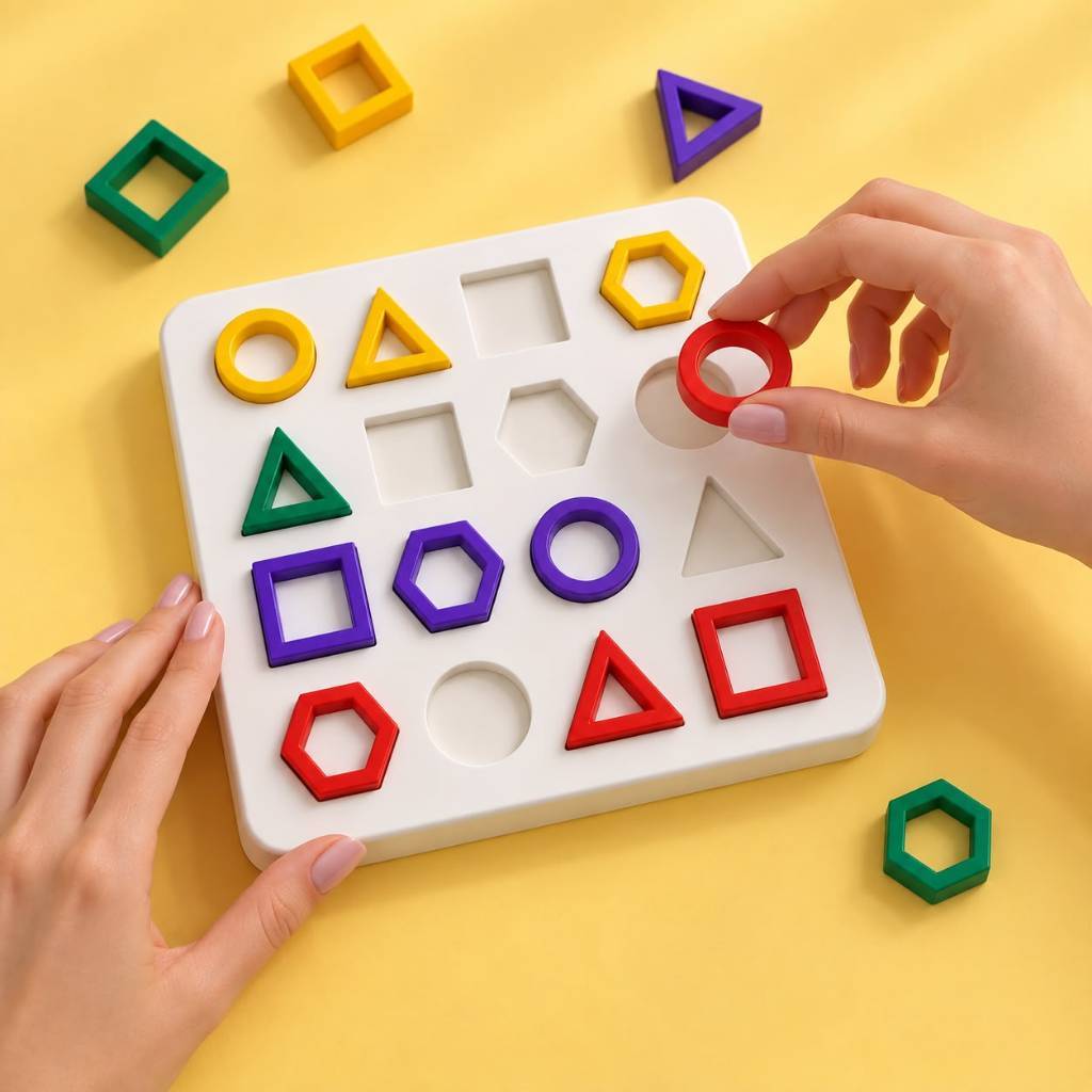 Brinquedo Educativo de Encaixe Formas Geométricas e Cores | Montessori Sensorial Coordenação Motora Infantil