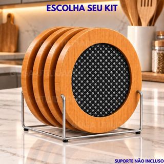 Kit Descansos de Panela em Bambu Resistente, Suporte Para Panelas Quentes, Utensílios de Cozinha, Protetor de Mesa