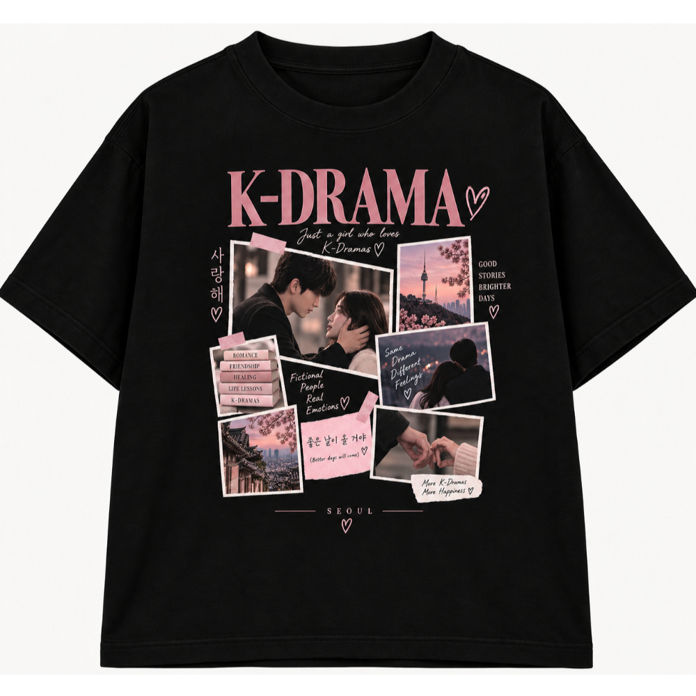 Camiseta Feminina K-Drama Dorama Coreano Seoul Estampa Romântica Kdrama Confortável 100% Algodão