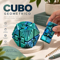Cubo Infinito Geométrico Texturizado Sensorial Articulado | Fidget Toy Antiestresse