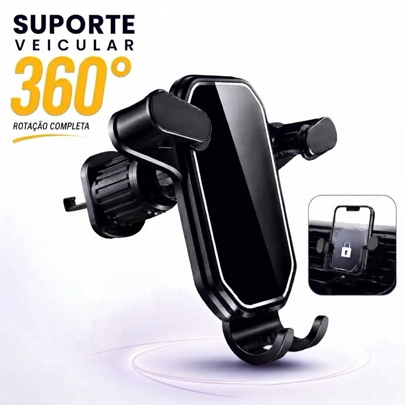 Suporte Veicular Carro Para Celular 360 ° Giratório Universal Multifuncional Ventilacao Ar