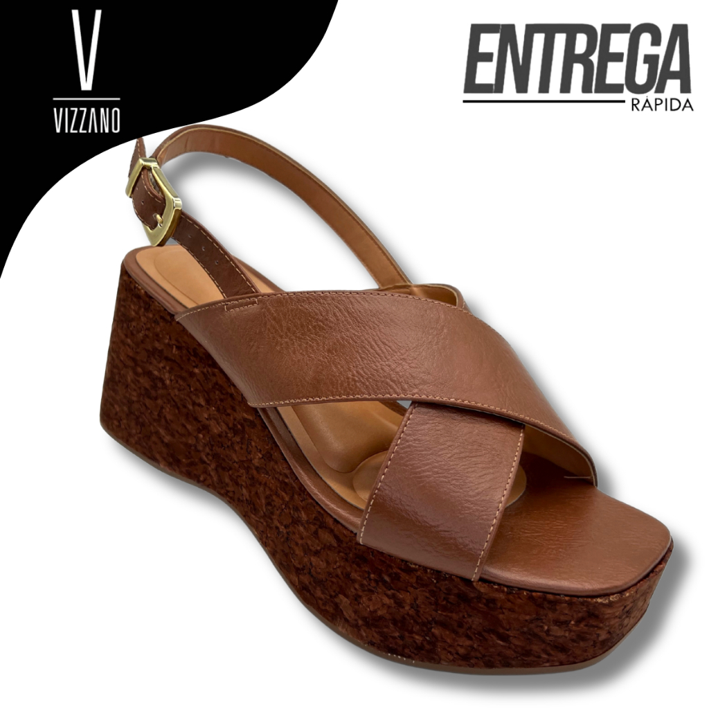 Sandalia Feminina Vizzano Anabela Plataforma Meia Pata Salto Confortavel Fivela Original