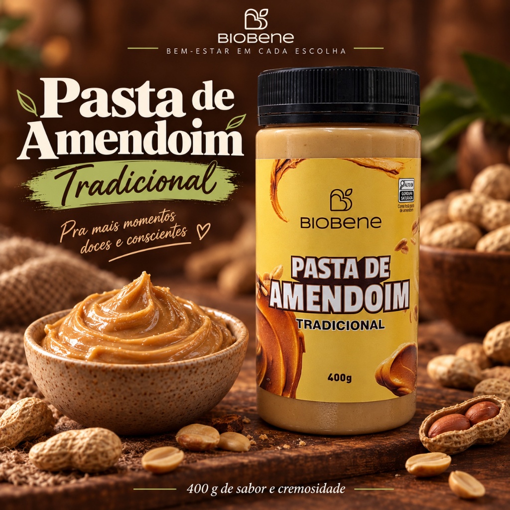 Pasta De Amendoim Tradicional Integral Biobene 400g