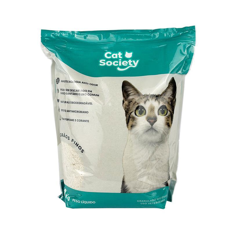 Areia Biodegradável Gato Roedor Cat Society Grãos Finos Pacote 4kg
