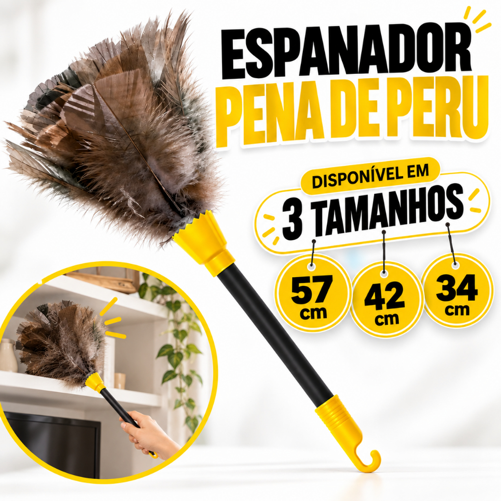Espanador De Pó Pena 34 42 57 Cm Limpa Poeira Moveis Casa Grande 4 Tamanhos