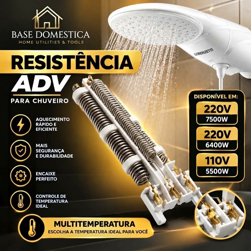 Resistência Compatível Chuveiro Lorenzetti Advanced E Turbo 220V 110V