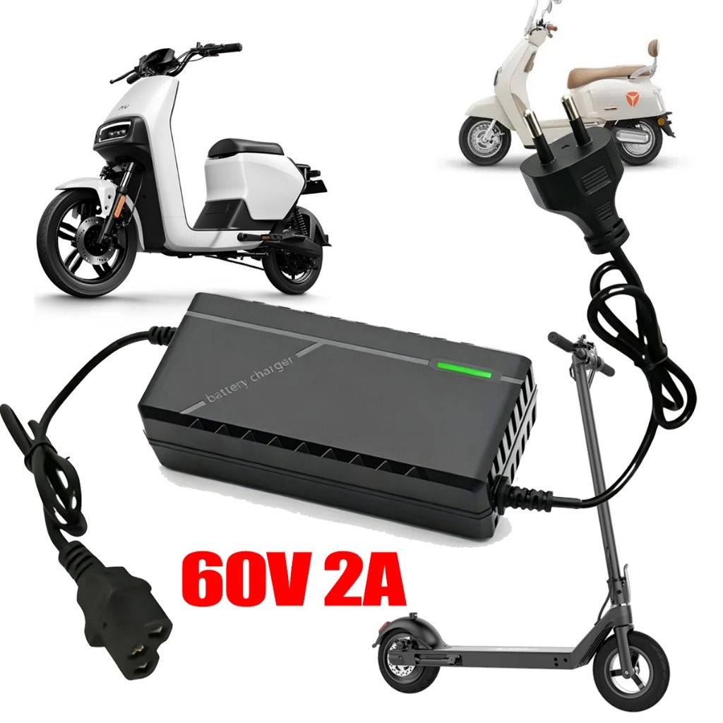 Carregador de Bateria 60V 2A para Bicicleta Elétrica, Scooter e Moto Elétrica, Proteção Múltipla