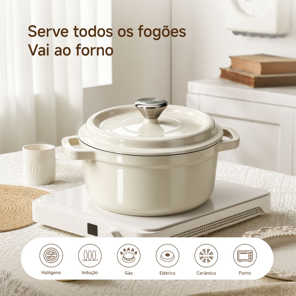 Mollycook Kit 2/3 Peças Panela Caçarola Ferro Esmaltado 22/24cm Com Tampa Para Todos os Fogões e Forno · foto 2