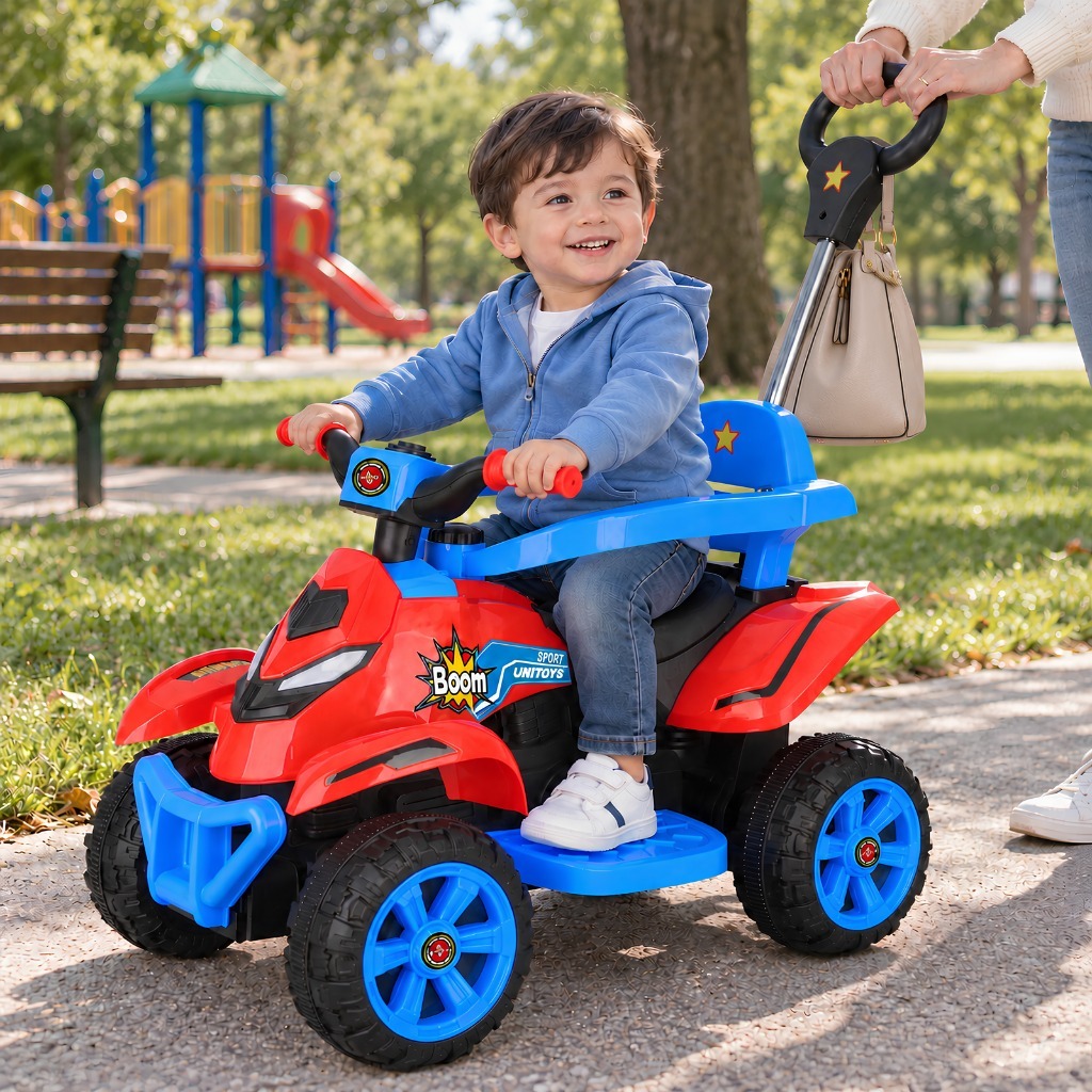Quadriciclo Elétrico Infantil 6V com Empurrador Spider Power e Princesa até 30kg