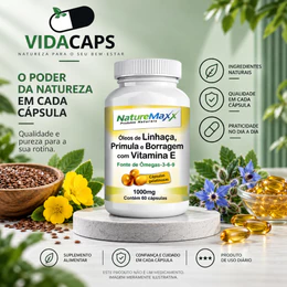 Linhaça Dourada Prímula Borragem Vitamina E Ômegas-3-6-9 ÓleoNutri Softgel 500/1000mg 60/120 Cápsulas - Suplemento