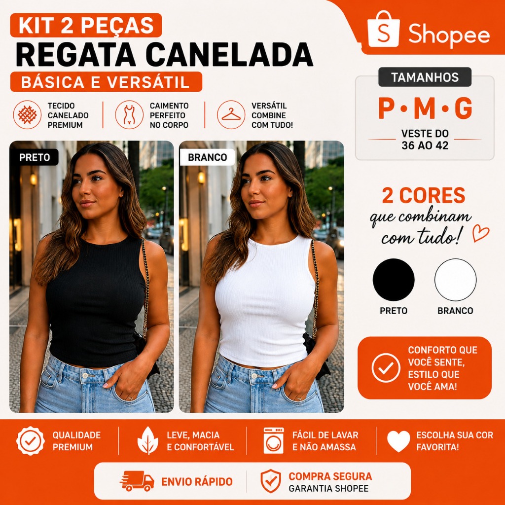 Kit 2 Cropped Regata Feminino Canelado Blusinha Básica  Canelada algodão Verão Tendência Opção De Cores Academia