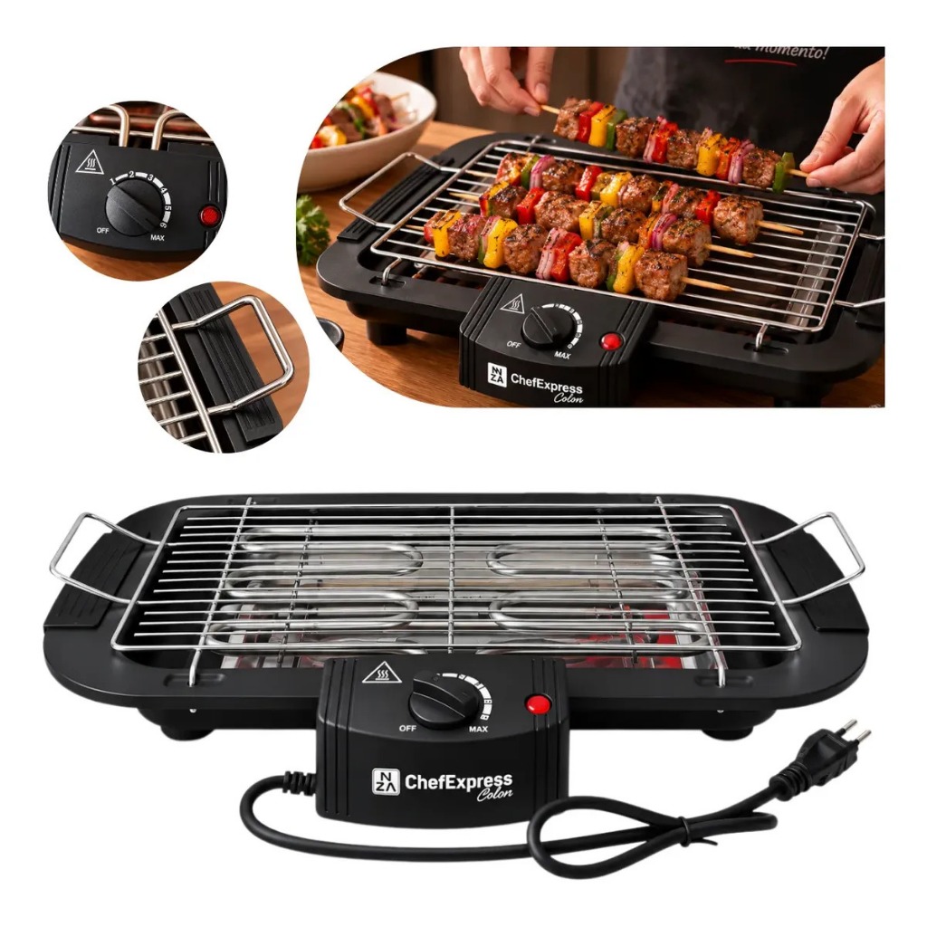 Churrasqueira Elétrica Portátil Chef Express Grill Churrasco Sem Fumaça Apartamento 110V 220V 2000W