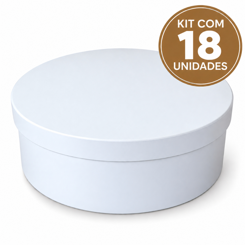 18 Caixas em MDF 25x10 Redondas Pintadas Brancas Decorativas Artesanato Convite Padrinhos Presente Organizadora