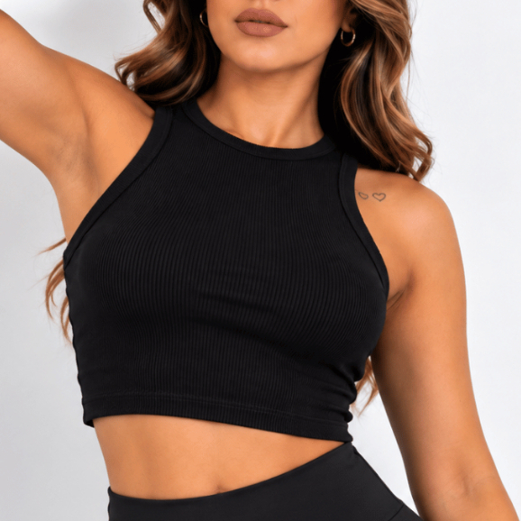 Cropped Feminino Regata Canelado Tamanho Único Blusa Básica Justinha Casual Academia Moda Fitness